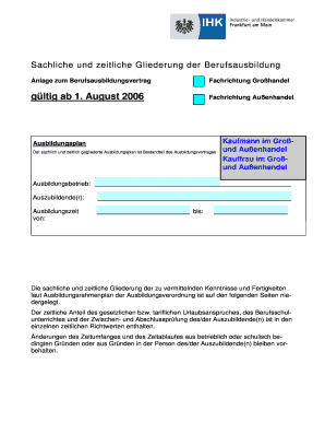Sachliche und zeitliche Gliederung der Berufsausbildung