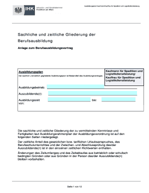 Ausbildungsplan Kaufmann/Kauffrau für Spedition und Logistikdienstleistung
