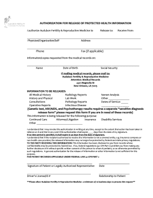 Authorization for Release of Protected Health Information