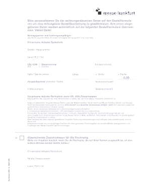 Messe Frankfurt Wasseranschluss-Bestellformular