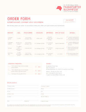 Frankfurt Book Fair Logo Advertisement Order Form