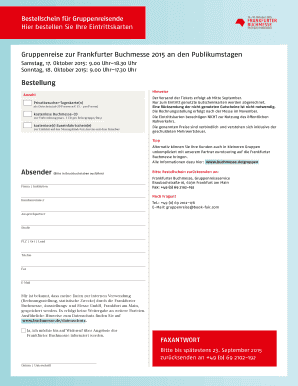 Bestellschein für Gruppenreisende