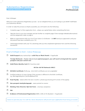 Substantive Registration Form for Nursing & Midwifery Staff