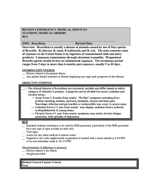 Brucellosis Standing Medical Orders