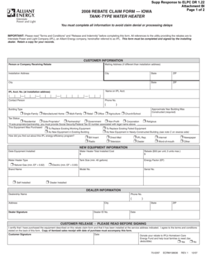 Iowa Water Heater Rebate Claim Form
