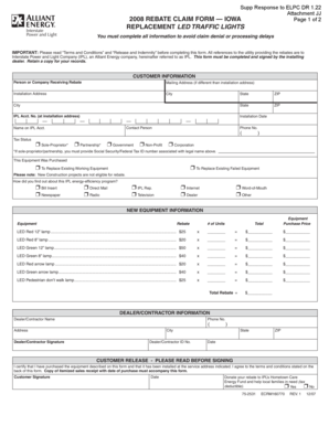 Iowa LED Traffic Light Rebate Claim Form
