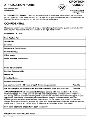 Croydon Council Job Application Form
