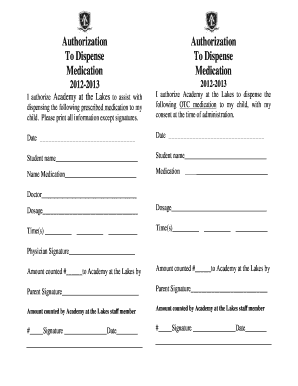 Medication Authorization Form