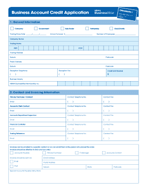 Business Account Credit Application
