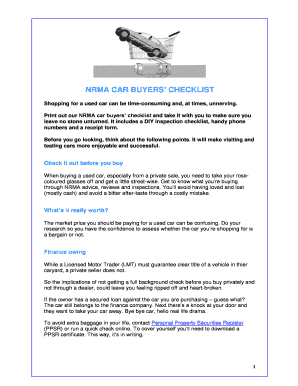NRMA Car Buyers’ Checklist