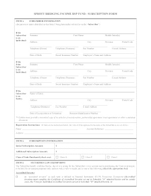 Sprott Hedge Fund Subscription Form