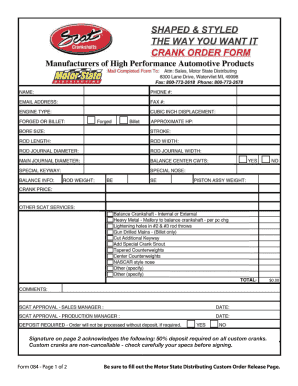 Motor State Custom Order Release Form