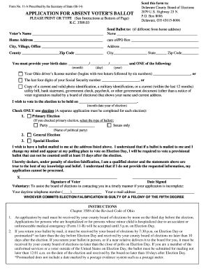 Ohio Absentee Voter Ballot Application