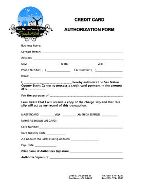 Credit Card Authorization Form