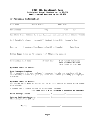 HSA Enrollment Form