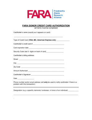 FARA Donor Credit Card Authorization