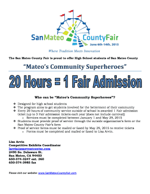 San Mateo County Fair Community Service Form