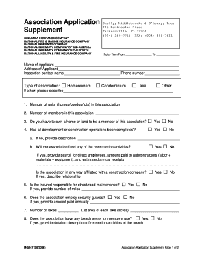 Association Application Supplement
