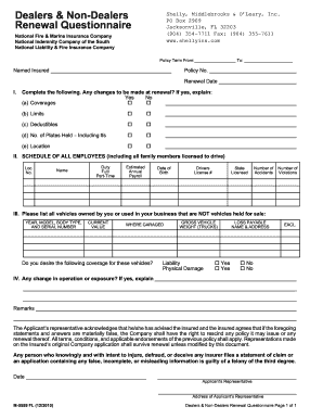 Dealers Non-Dealers Renewal Questionnaire