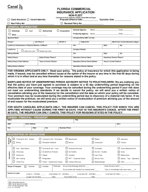 Florida Commercial Insurance Application