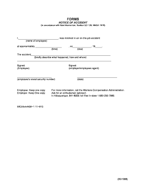 New Mexico Notice of Accident Form