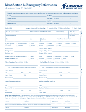 Fairmont Emergency Information Form