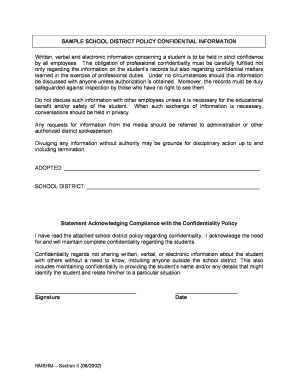 School District Confidentiality Policy