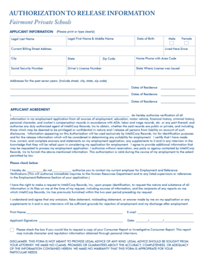 Authorization To Release Information
