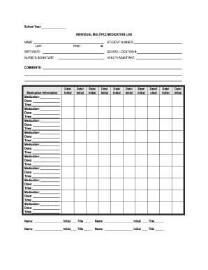 Individual Multiple Medication Log