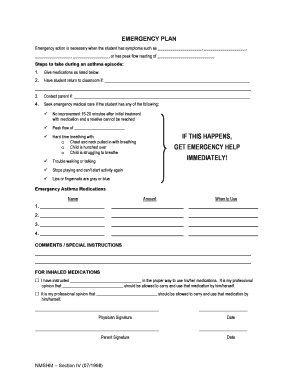 Emergency Asthma Action Plan