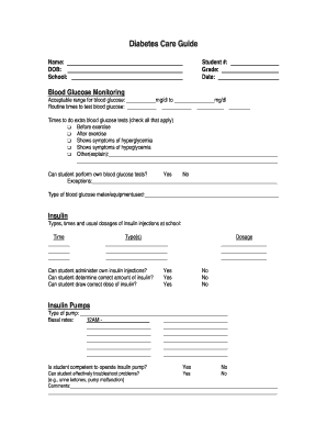 Diabetes Care Plan for Students
