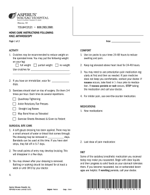 Home Care Instructions Following Knee Arthroscopy