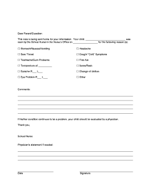 School Nurse Visit Notification