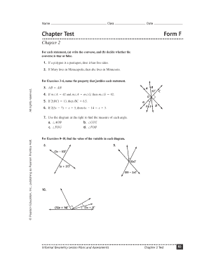 Chapter 2 Geometry Test Form