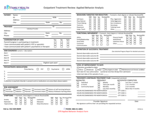 Outpatient Treatment Review Form for Applied Behavior Analysis