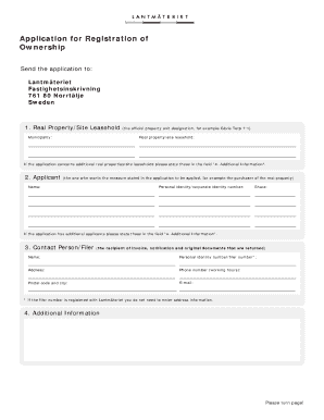 Swedish Real Property Ownership Registration Application