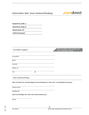 Information über neue Kontoverbindung
