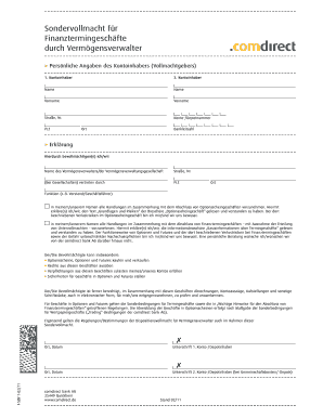 Sondervollmacht für Finanztermingeschäfte