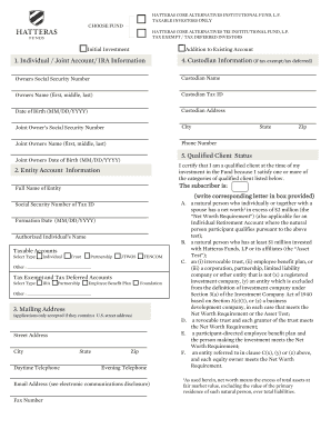 Hatteras Core Alternatives Fund Application