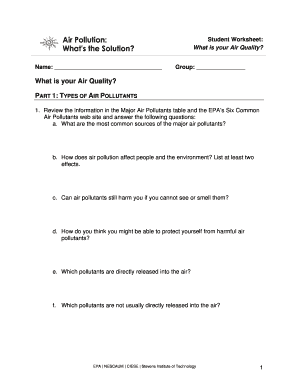 Student Worksheet: Air Quality