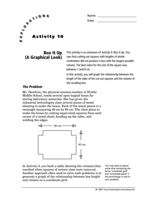 Box It Up Activity Worksheet