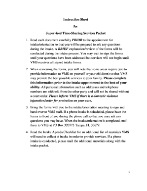 Supervised Time-Sharing Services Intake Packet