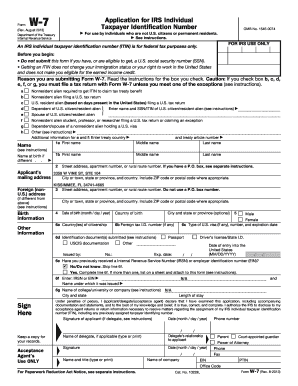 IRS Form W-7 Application
