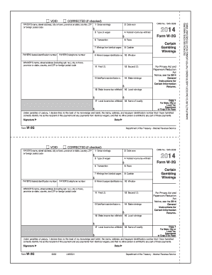 IRS Form W-2G Gambling Winnings