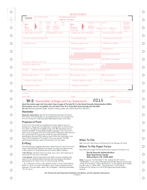 Form W-3 Transmittal of Wage and Tax Statements