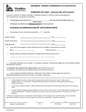 Field Trip Permission Form
