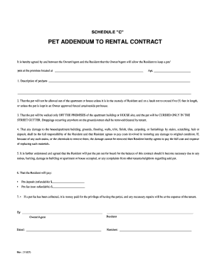 Pet Addendum to Rental Contract