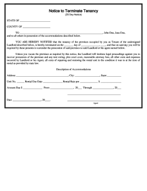 Notice to Terminate Tenancy