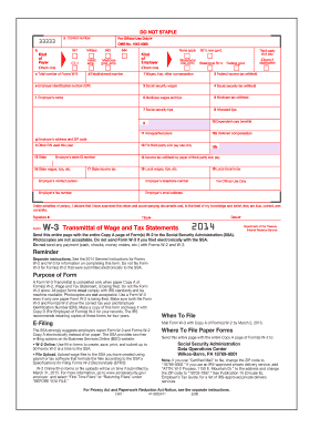 Form W-3 Transmittal of Wage and Tax Statements