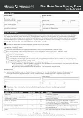 First Home Saver Account Opening Form